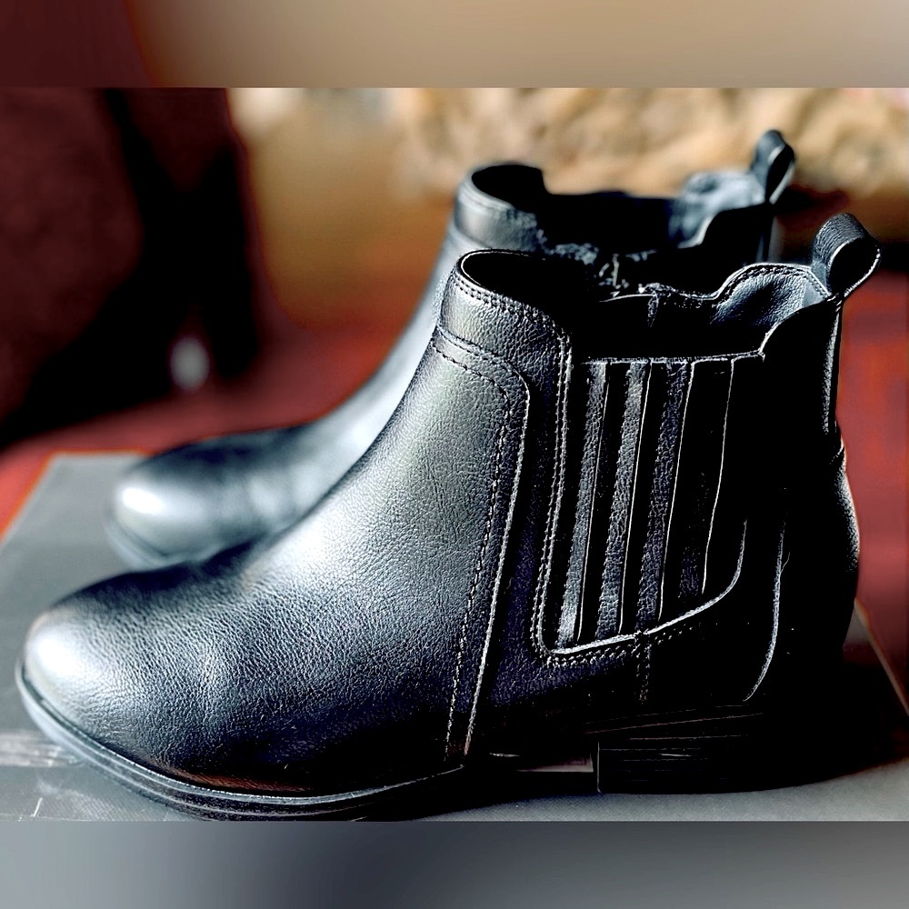 2/$20. 
“MIA” Black Leather Ankle Boots with One Inch Heels.  Size 7  
NWT